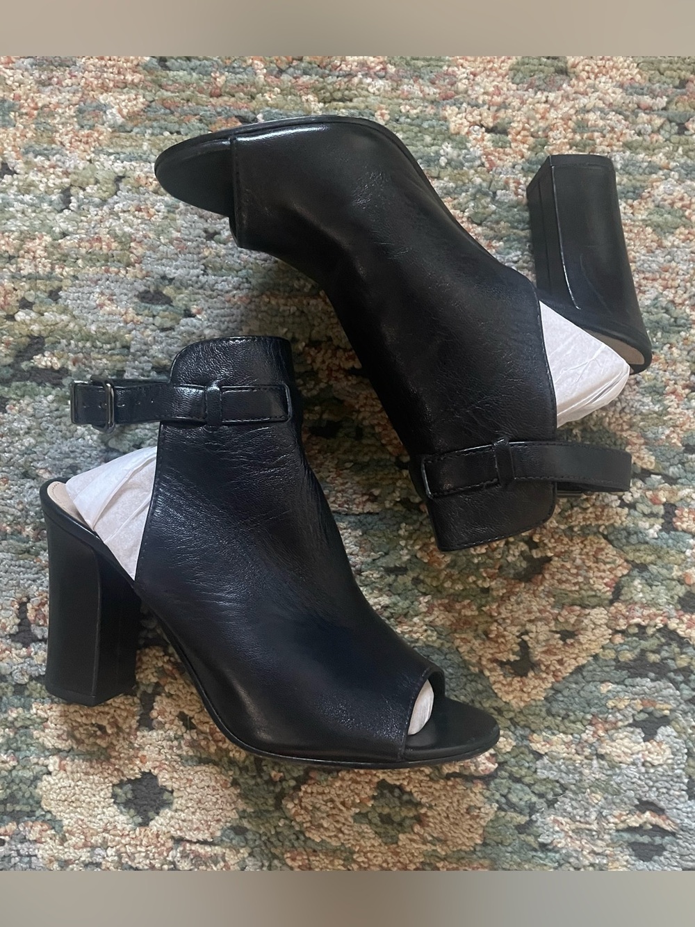 Via Spiga Black Leather Open-Toe Sandals Size 5